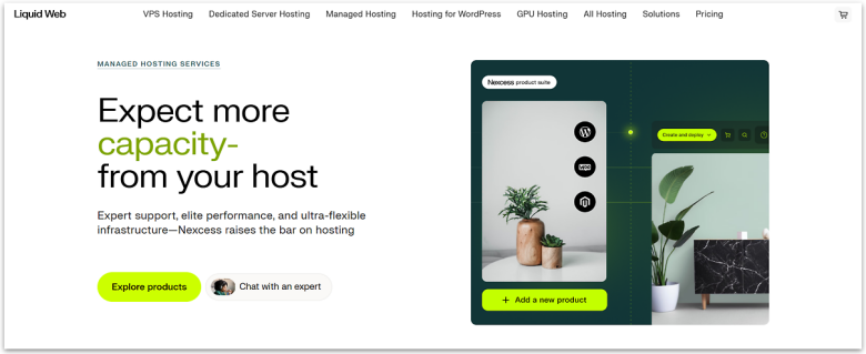 Liquid Web Hosting Homepage.