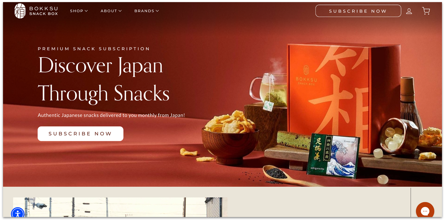 Bokksu's homepage, showing a