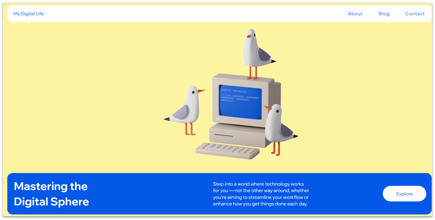 A personal website template from Wix.