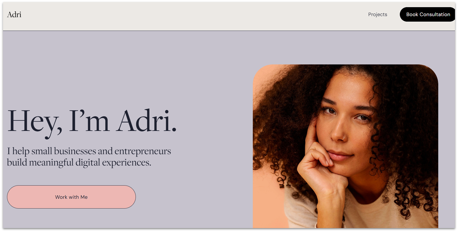 A personal CV template from Squarespace.