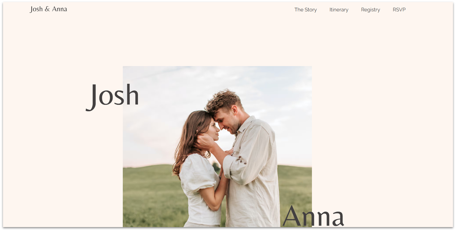 A wedding template from Hostinger Website Builder's template library.