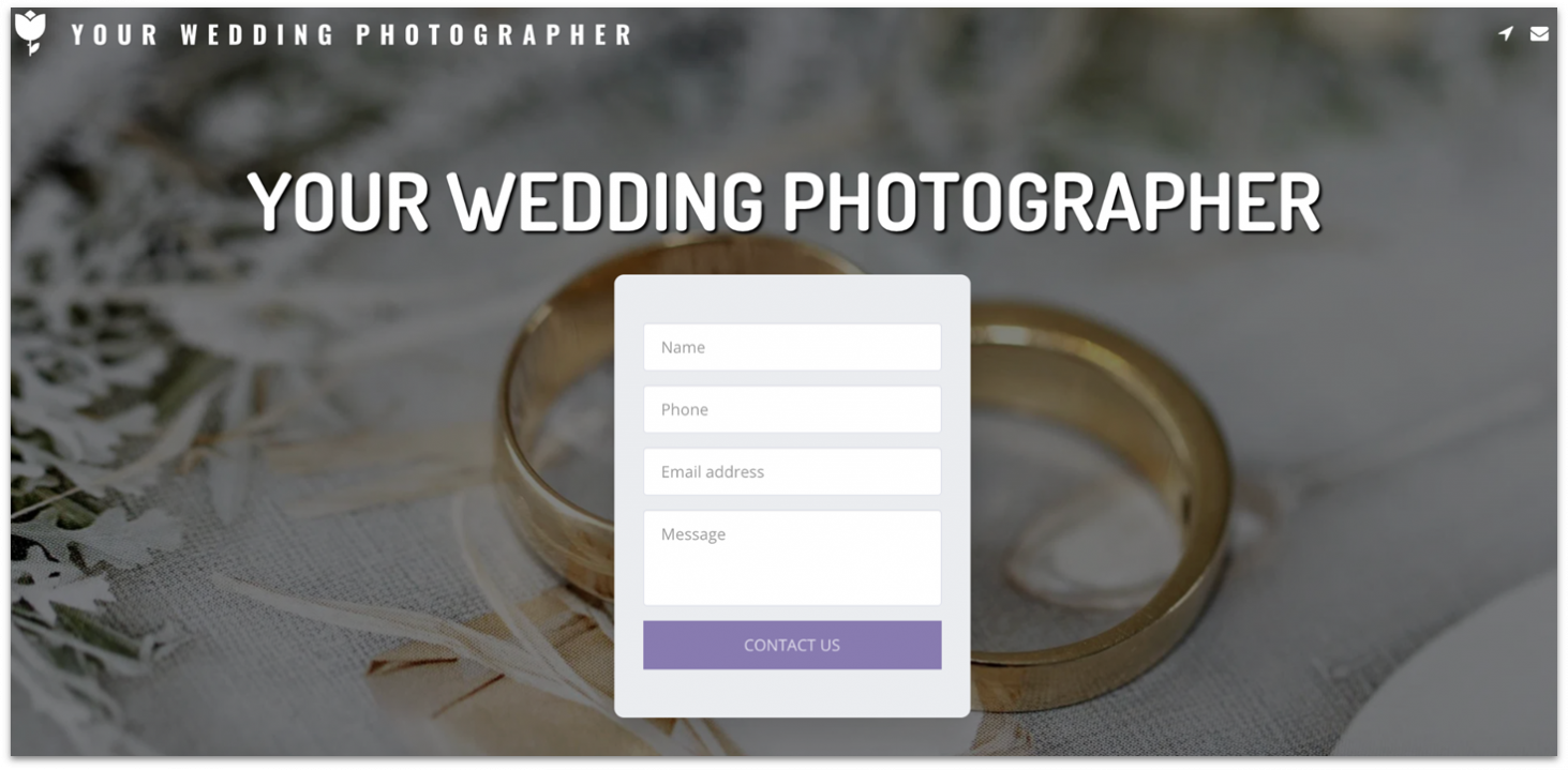 SITE123's one-site template for a wedding photographer business.