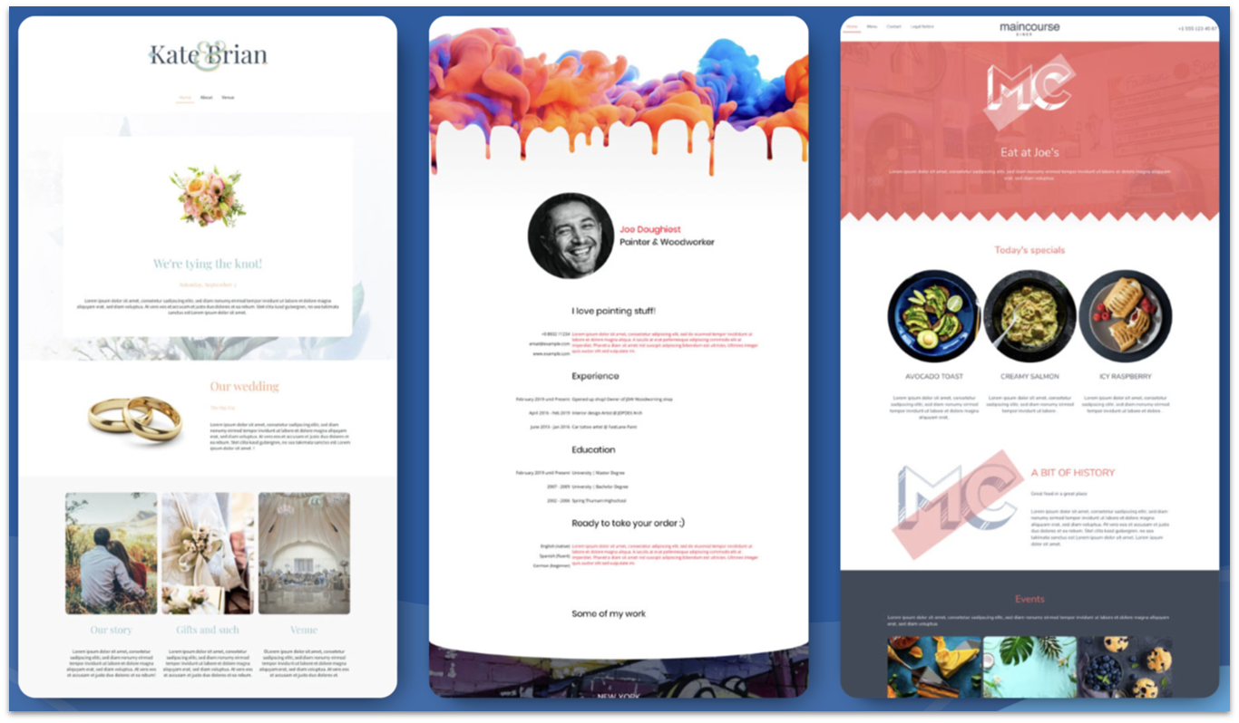 3 of IONOS one-page templates.