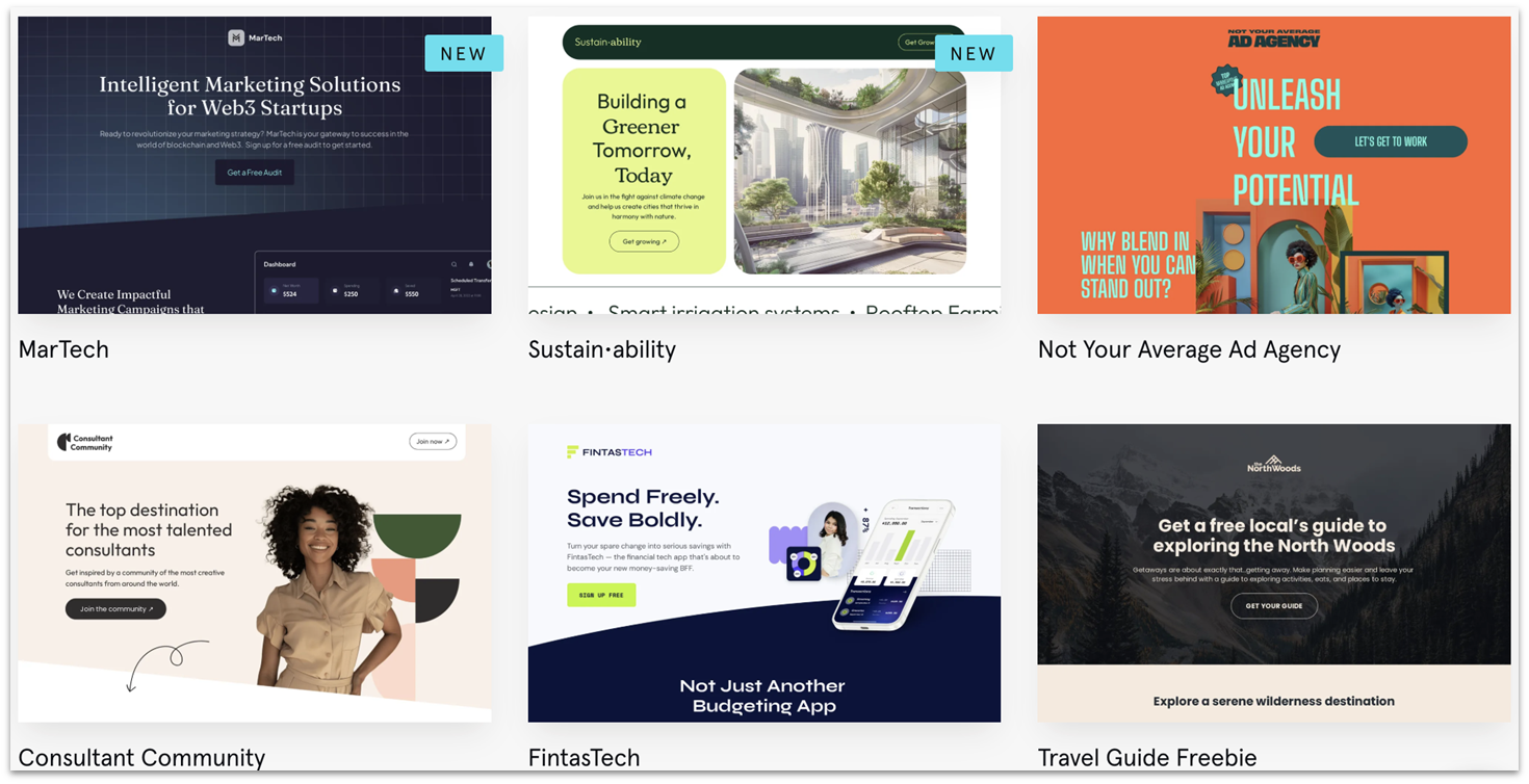6 of Leadpages' landing page templates.