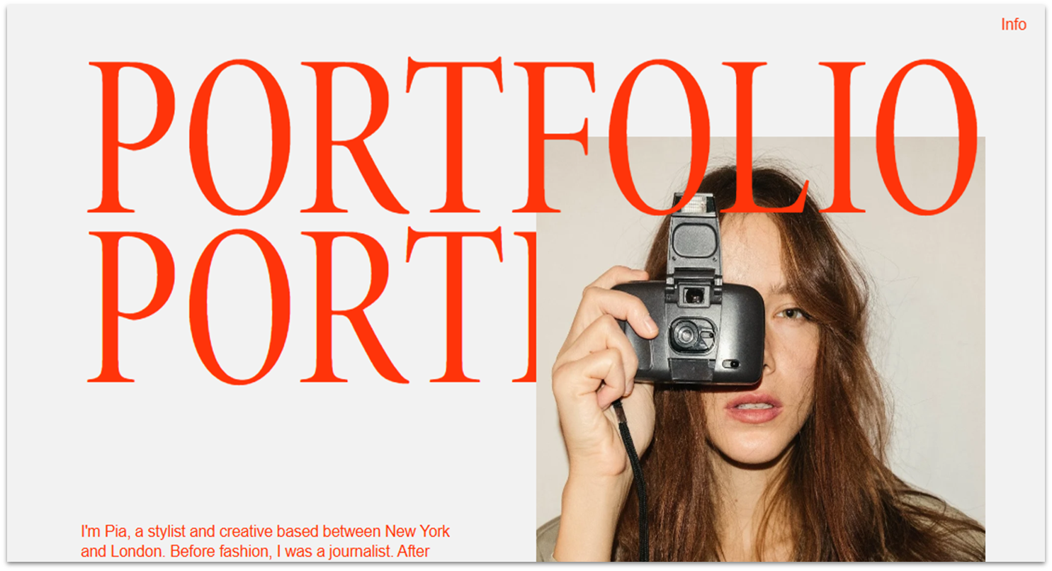 Squarespace portfolio template homepage.