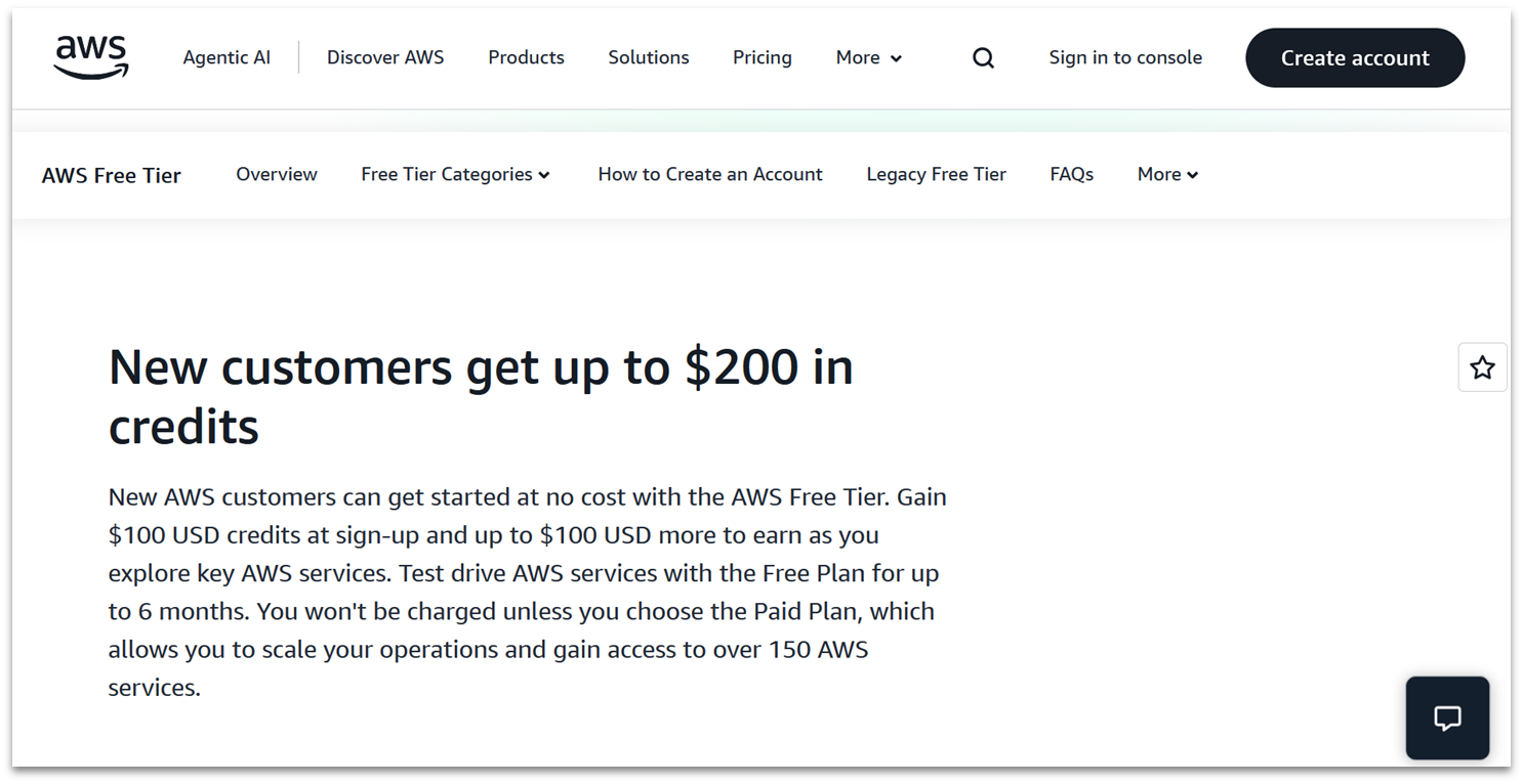 AWS' free tier for cloud hosting.
