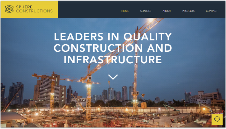 Uno dei modelli per imprese edili dalla libreria di Wix.