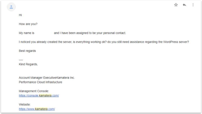 Kamatera email support.