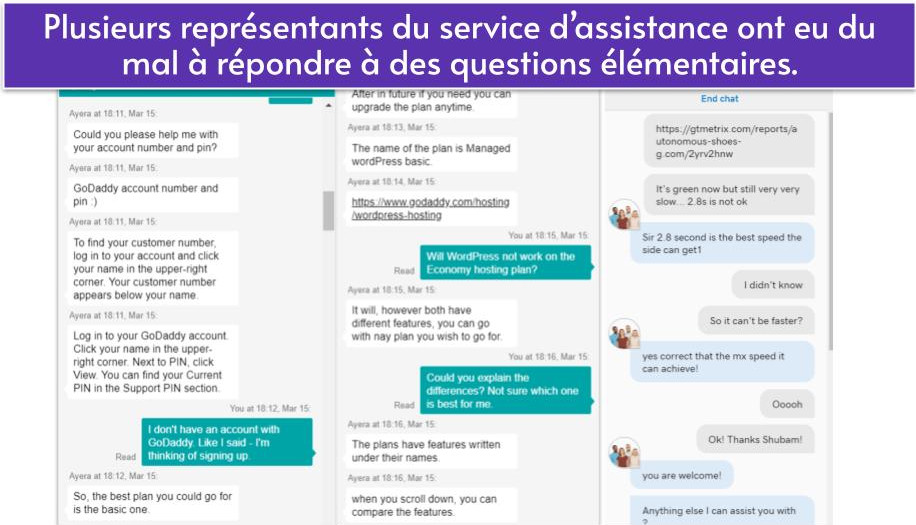 Plusieurs représentants du service d’assistance ont eu du mal à répondre à des questions élémentaires.