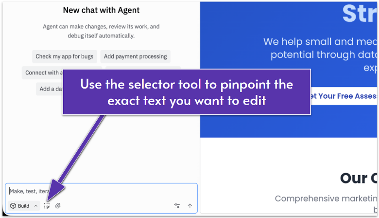 Screenshot showing the selector tool on Replit.