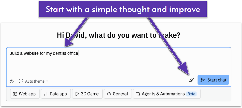 A screenshot showing where to find Replit's "Improve prompt" feature.