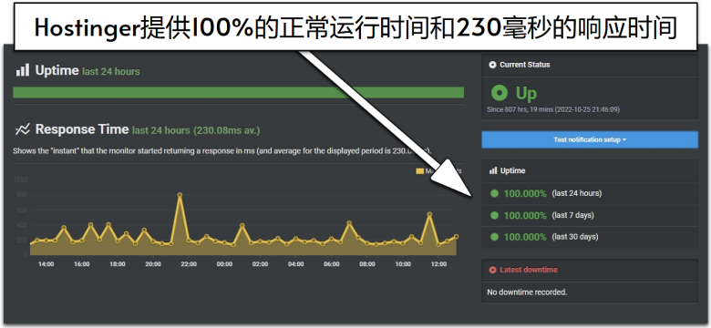 Hostinger UptimeRobot results.