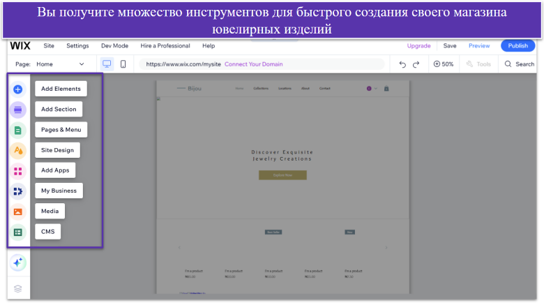 Adding elements, pages, sections, and more.