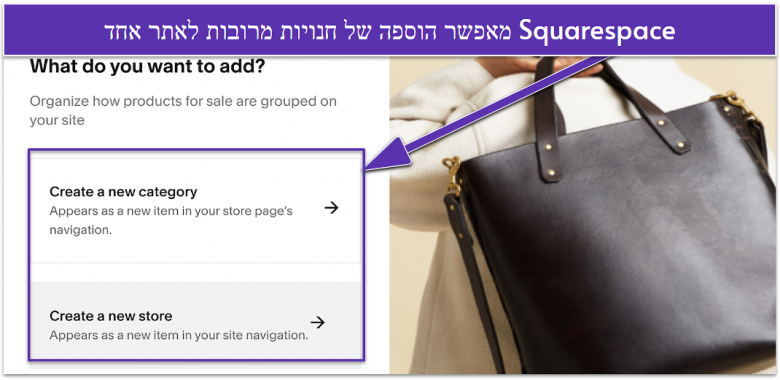 Squarespace's interface showing options for adding a new store or editing an old one.